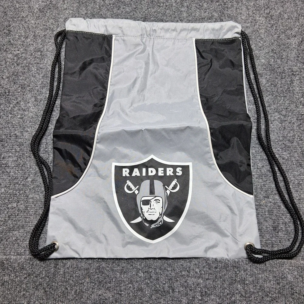 NFL Las Vegas Oakland Raiders Team‎ Drawstring Backpack Gray and Black